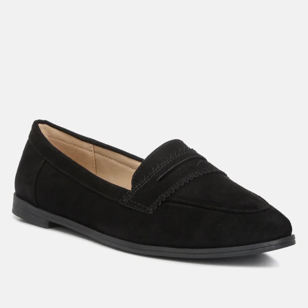 London Rag Black Pippa Suede Flat Loafers/NIB/9